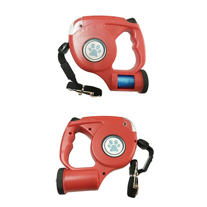 LED Dog Leash with Garbage Bag Automatic Pet Leash for Dogs Cats Night Travel Safety Pet Traction Rope 4.5M Dog Accessories